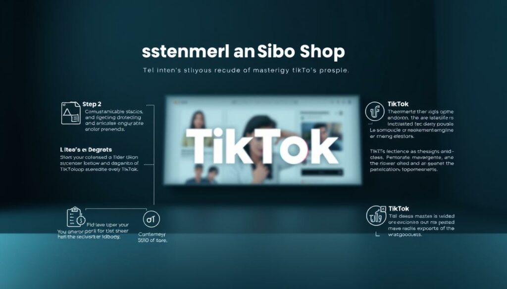 A sleek, minimalist composition showcasing the methodology of mastering TikTok Shop in France. A muted color palette of blues, grays, and whites, conveying a sense of professionalism and efficiency. In the foreground, carefully arranged icons and infographic elements illustrate the key steps of the learning process, with clean lines and a modern aesthetic. The middle ground features a subtle geometric pattern, hinting at the structured, analytical approach. In the background, a soft, blurred image of the TikTok platform creates a sense of context and connection to the subject matter. Sophisticated lighting accentuates the three-dimensional depth, resulting in a visually compelling and instructive image.