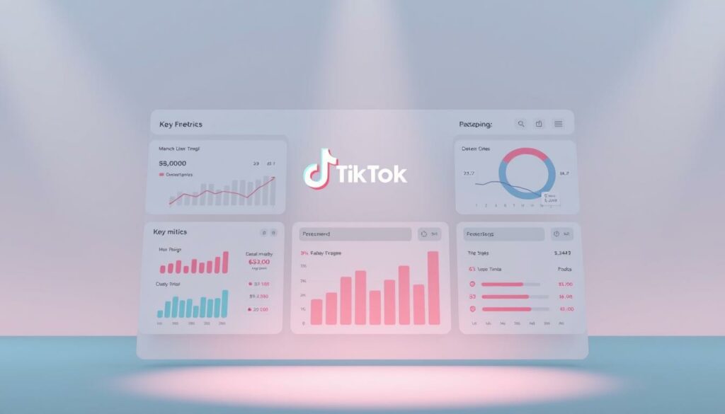 A sleek, minimalist illustration showcasing the key metrics and calculations involved in determining the profitability of a TikTok Shop in France. The foreground depicts a clean, geometric dashboard with neatly organized infographics, charts, and data visualizations. The middle ground features a stylized TikTok logo and UI elements in a muted color palette, hinting at the platform's integration. The background maintains a subtle, soft-focus gradient, allowing the key information to take center stage. Precise, technical lighting accentuates the digital, tech-forward atmosphere, conveying a sense of analytical clarity and strategic decision-making.